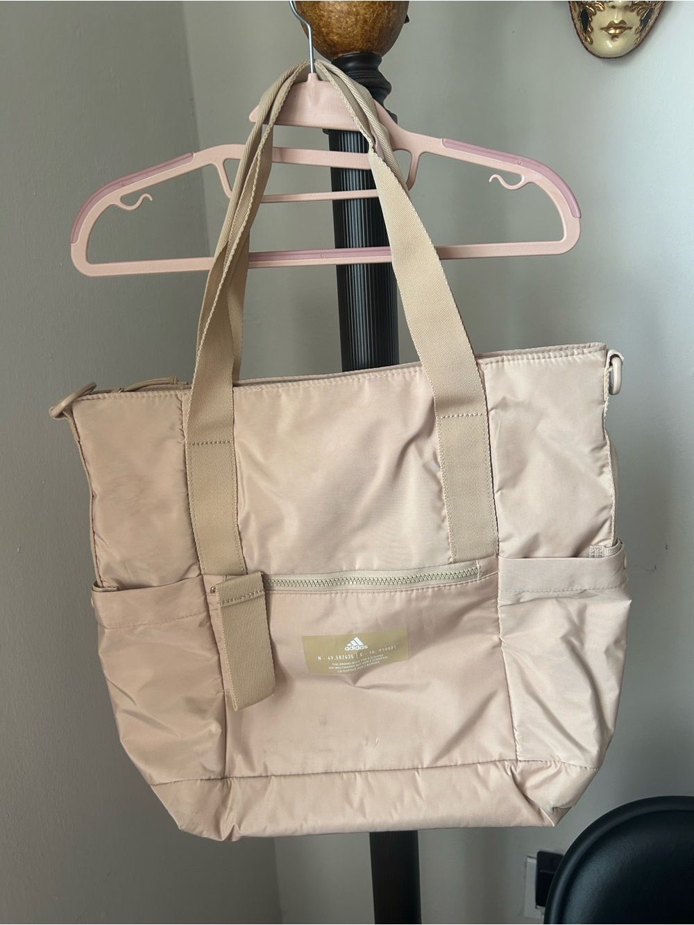 adidas Light Beige Everyday Tote with Exterior Pockets